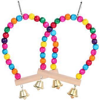 Bird Cage Decor Wood Bird Chewing Toy for Parrot Use 2Pcs Swing Stand