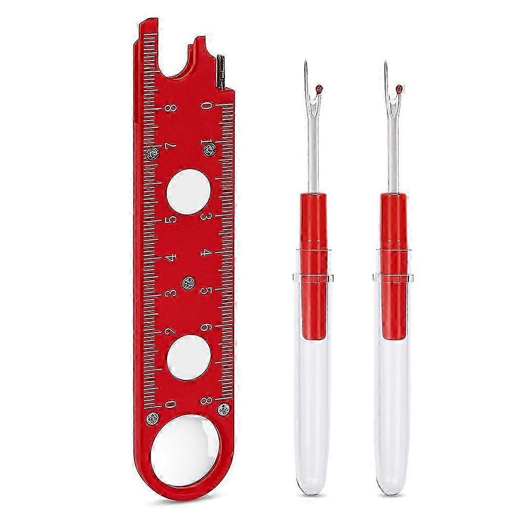 Sewing Machine Needle Threader, 4 in 1 Automatic Quick Threading Tool, Insertion Seam Guide with 2pcs Seam Rippers