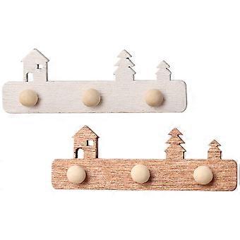 Mini-Hängehaken für Puppenhäuser, 2 Stück, Holz, verschiedene Farben