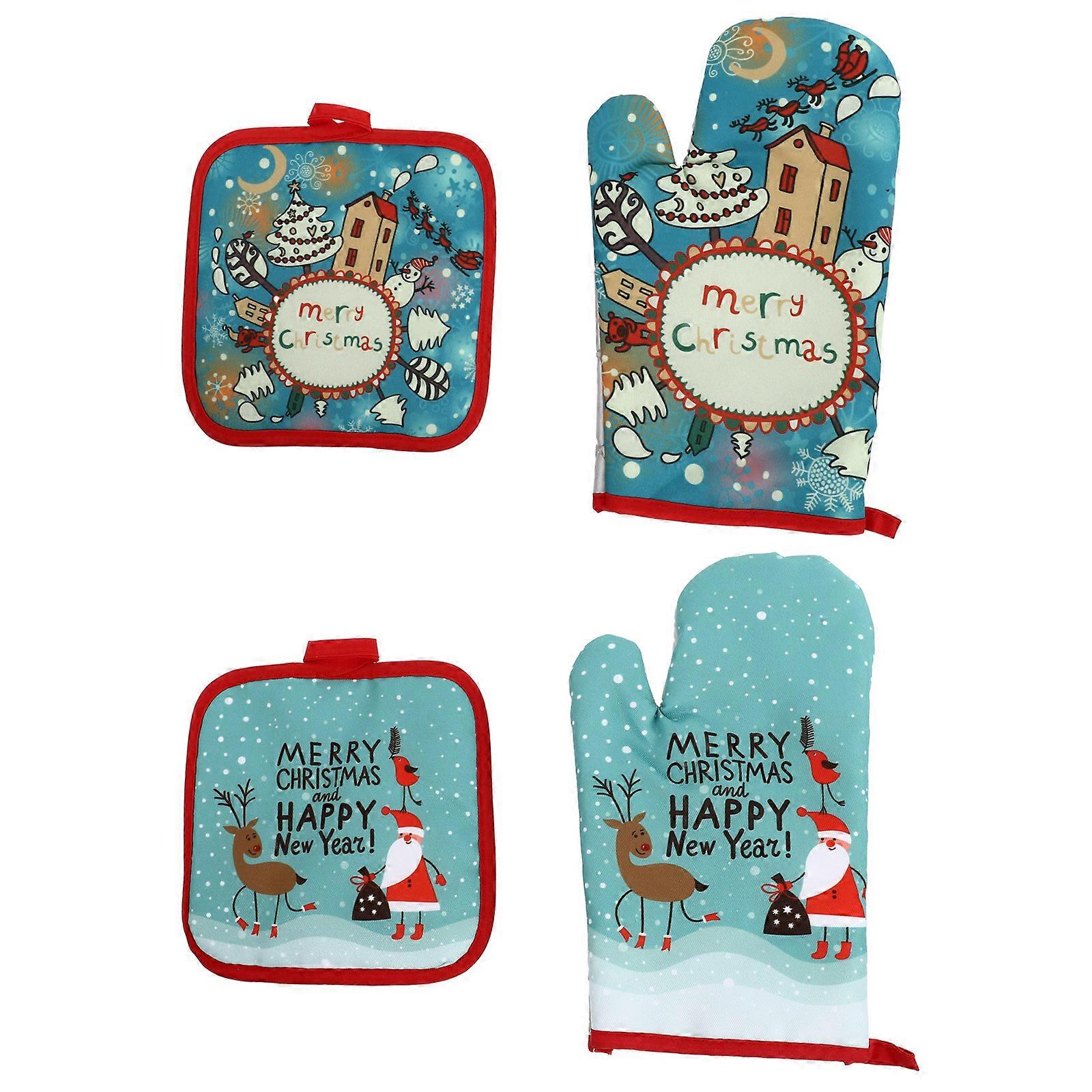 Heat Resistant Mitt Kitchen Mat for Baking Gloves 4Sets