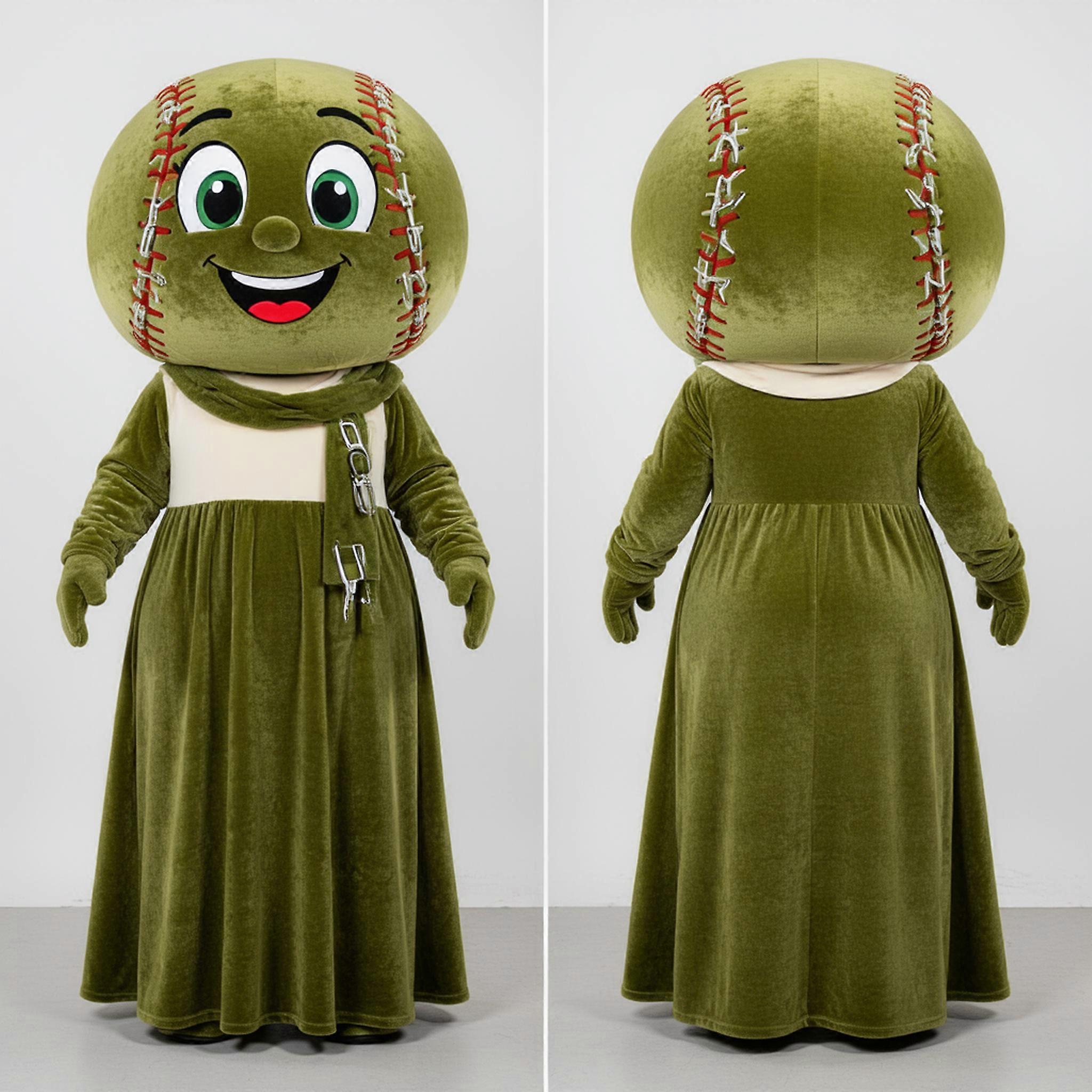 MASTICOT Olive Green Velvety Baseball Ball Mascot