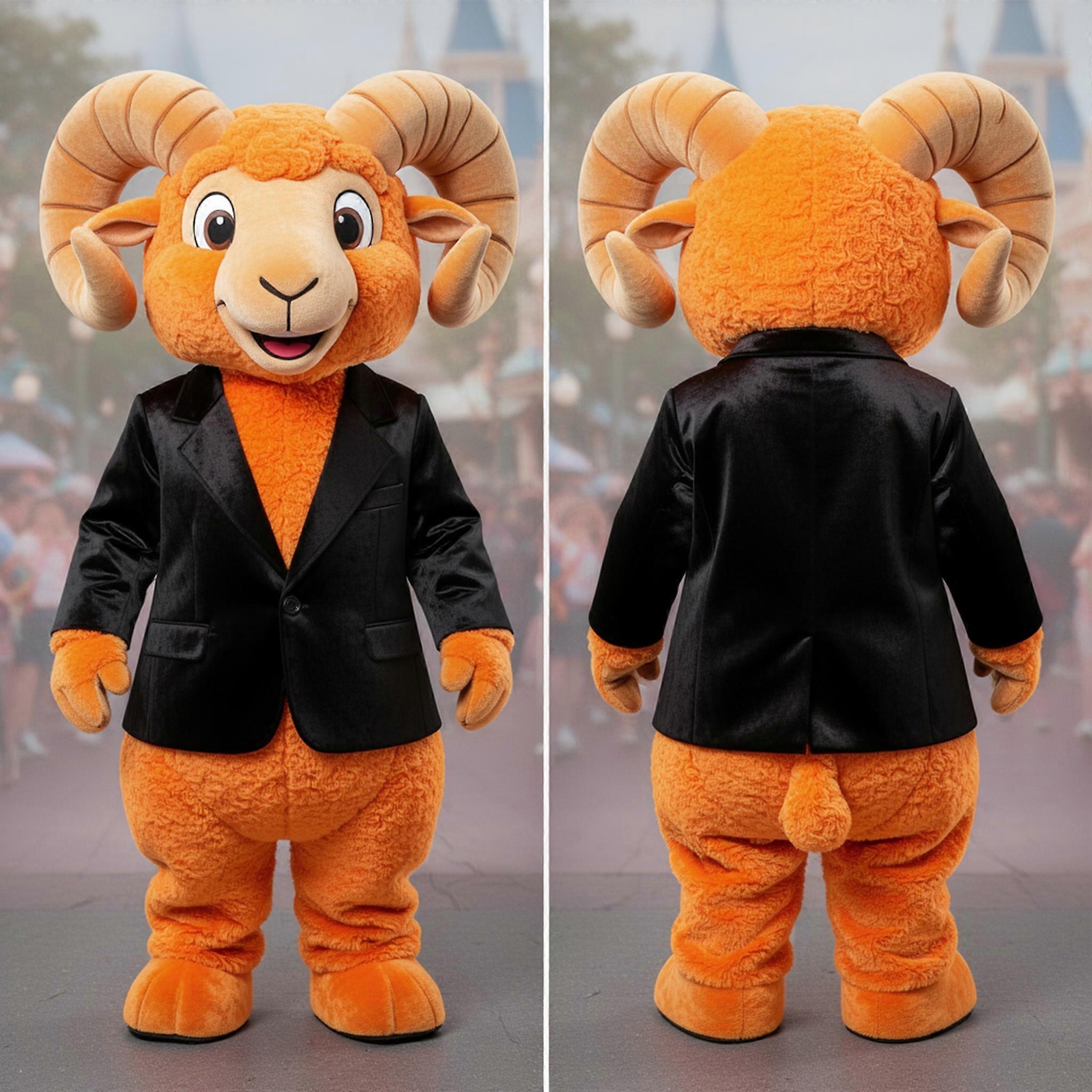 MASTICOT Rust Orange Cuddly Ram Mascot