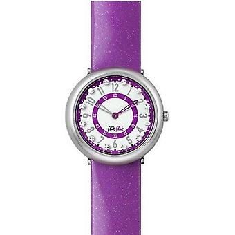 Flik flak glittery purple watch for Quartz Analog Child with FCN020 Rubber Bracelet