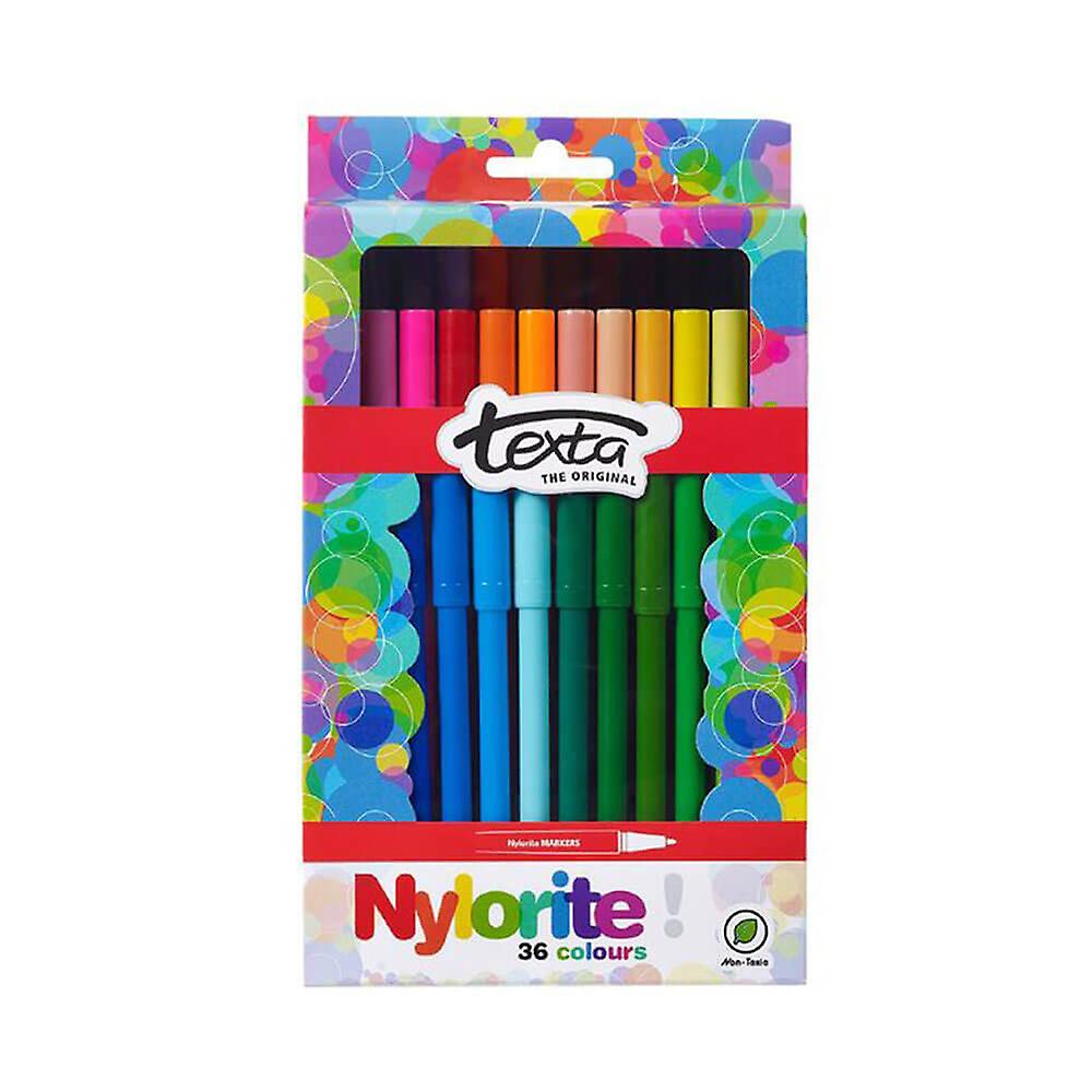 Texta Nylorite Marker 光滑纤维尖端持久水性混合 36pk
