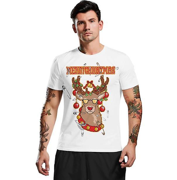 Mode Julkollektion Män Tecknad Ren 3d Print Jul Kortärmad Topp