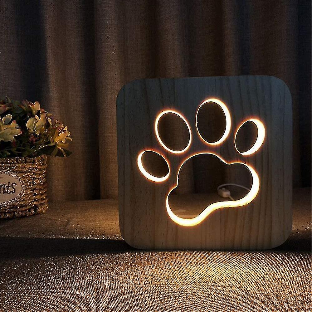 Creative 3d Dolphin Wooden Lamp, Led Table Light Usb Cartoon Nightlight