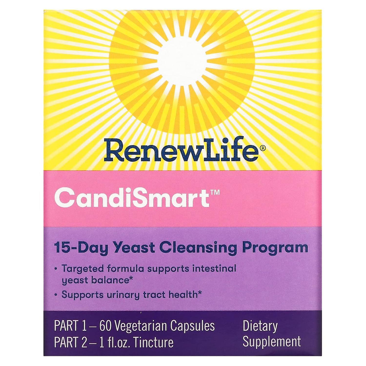 Renew Life, CandiSmart, 15 napos élesztőtisztító program, 2 részes program