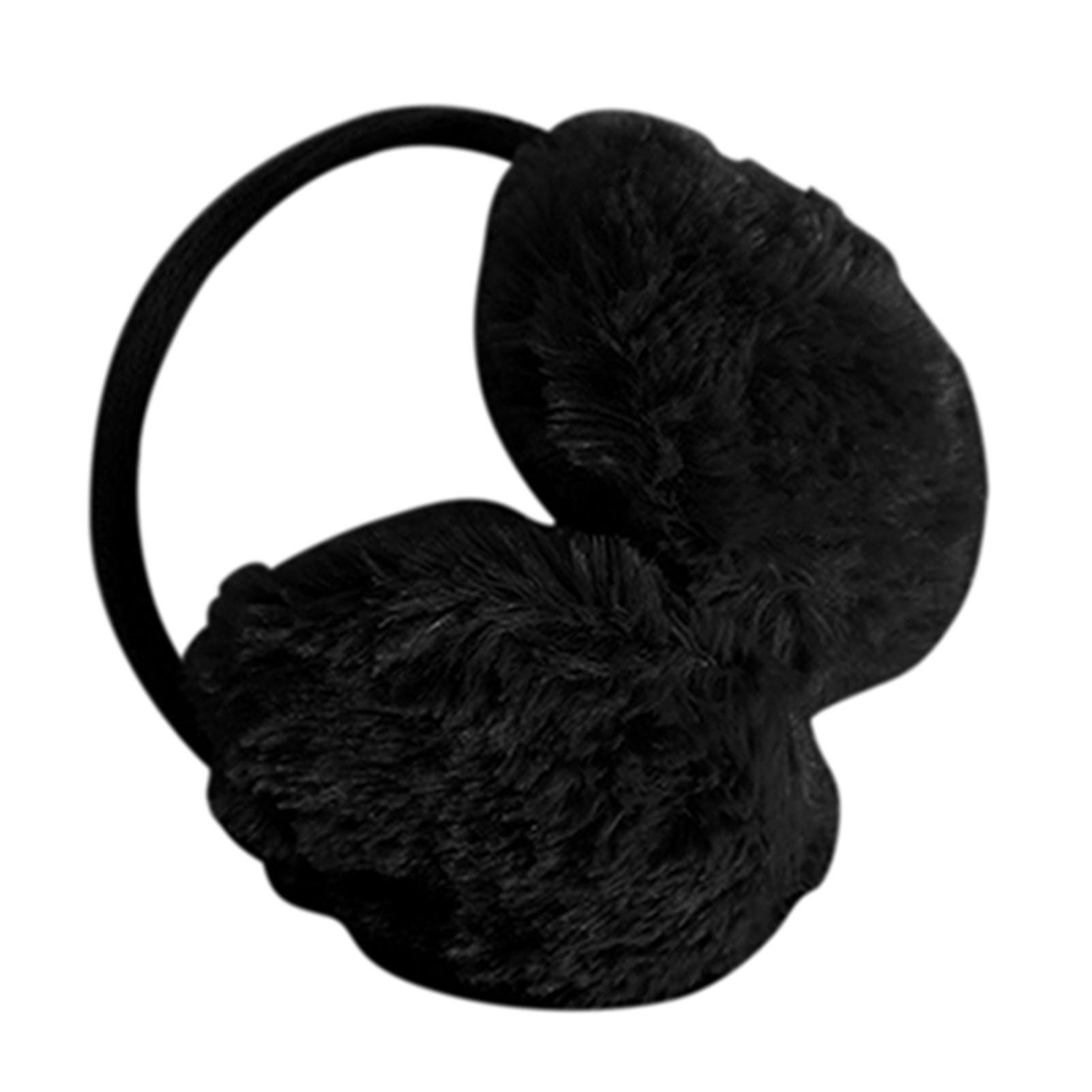 Trumsen Soft Warm Solid Color Plush Knit Earmuff For Outdoor Black