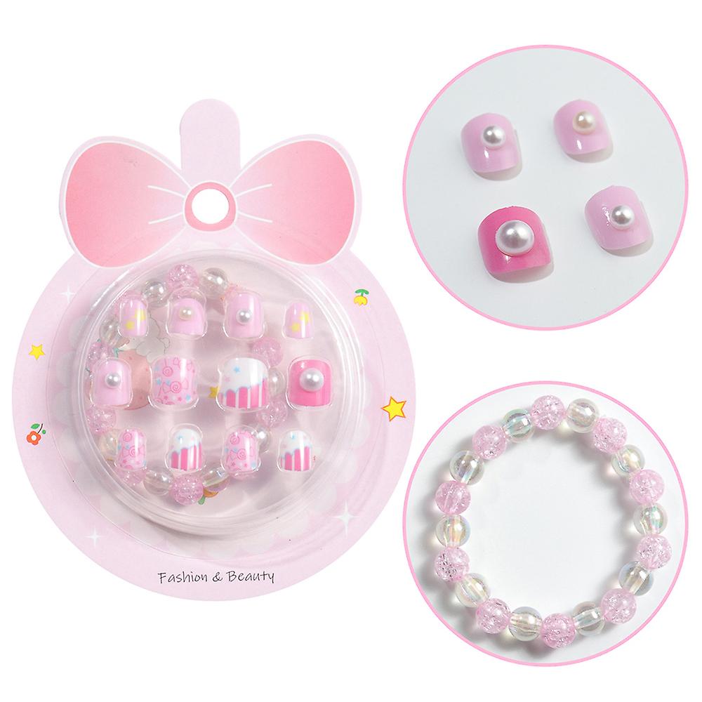 12 Pcs Children False Nail Unbreakable Time Saving Nail Set