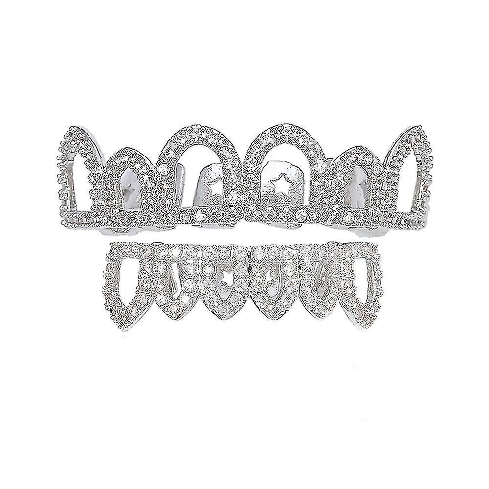 ファッション中空アウトヒップホップメッキ歯グリルズ上下歯ハロウィンパーティー豪華グリルズセットボディジュエリー