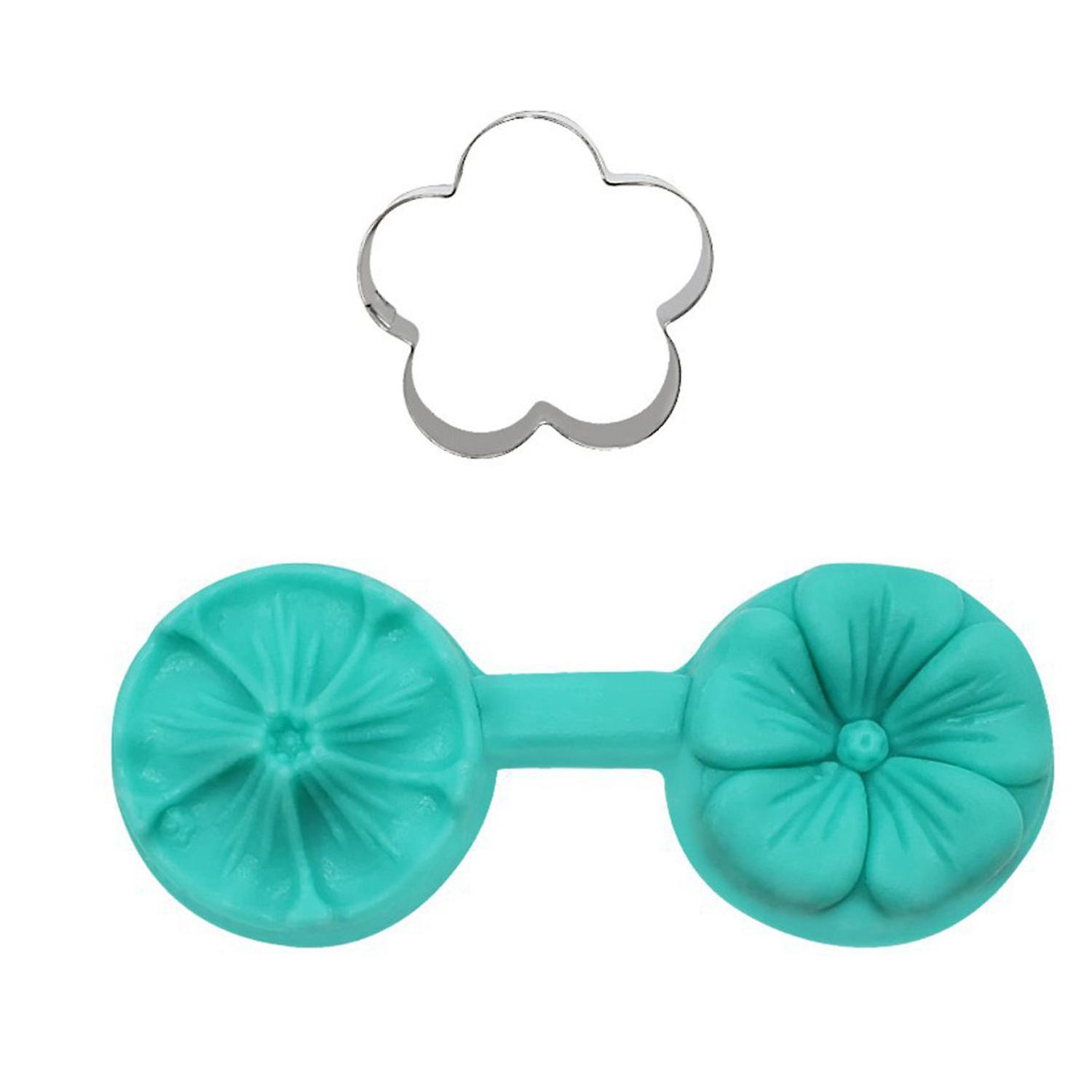 2Pcs/Set Non-stick Fondant Mold Silicone Convenient Embossing Mold Flower Shape DIY Cookie Cutter