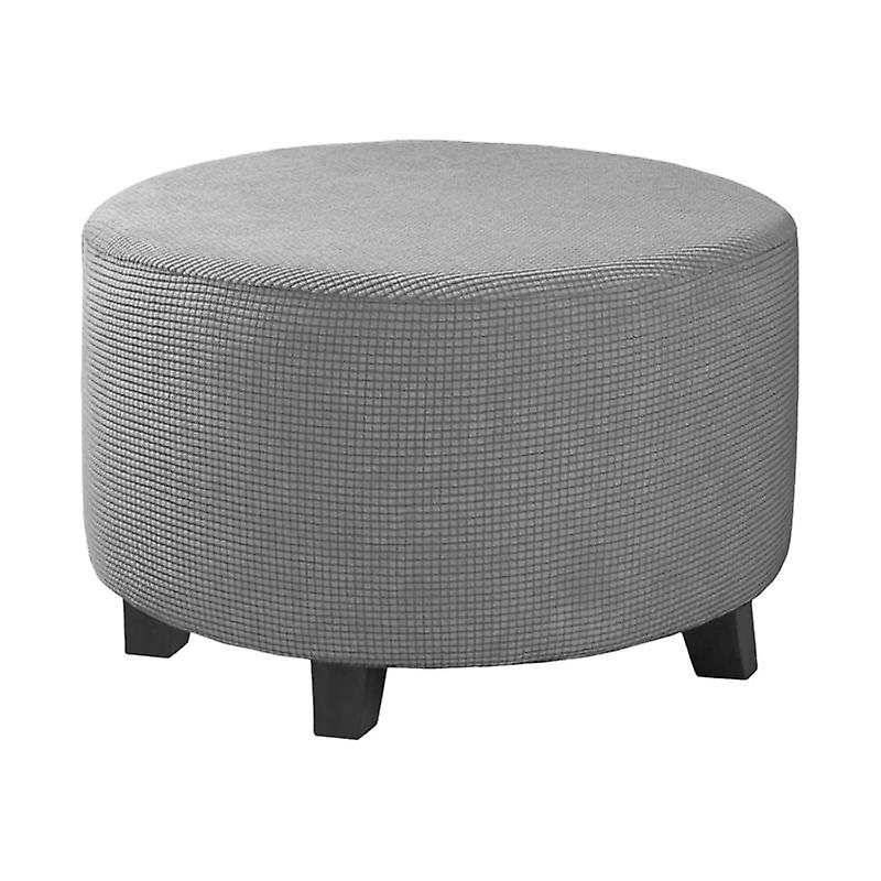 Stool Slipcover Breathable All-around Protective Polyester Round-shaped Stretch Sofa Foot Rest Cover