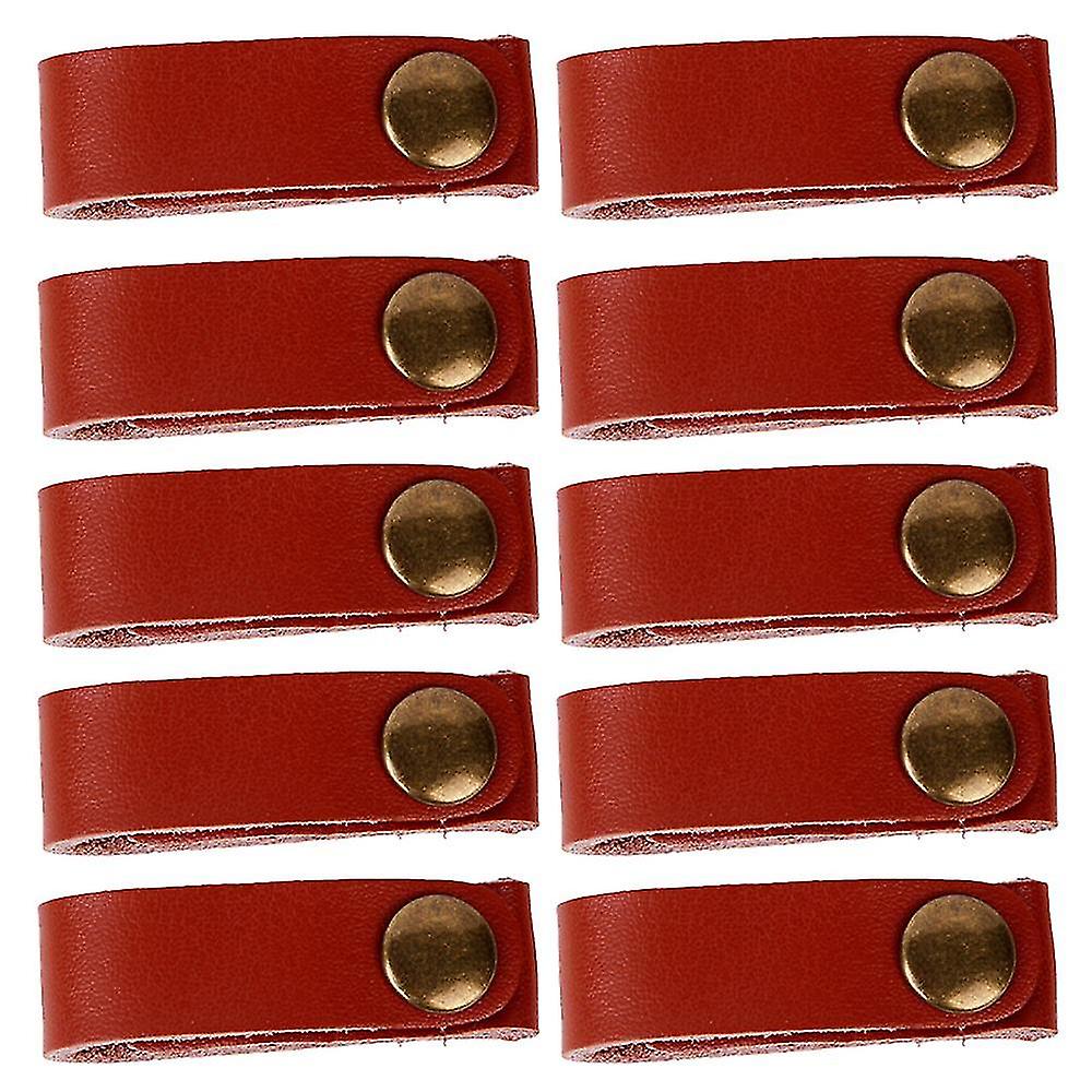 10st läder kabelremmar, öronsnäcka sladd arrangör, läder handgjorda bärbar USB-kabel hållare