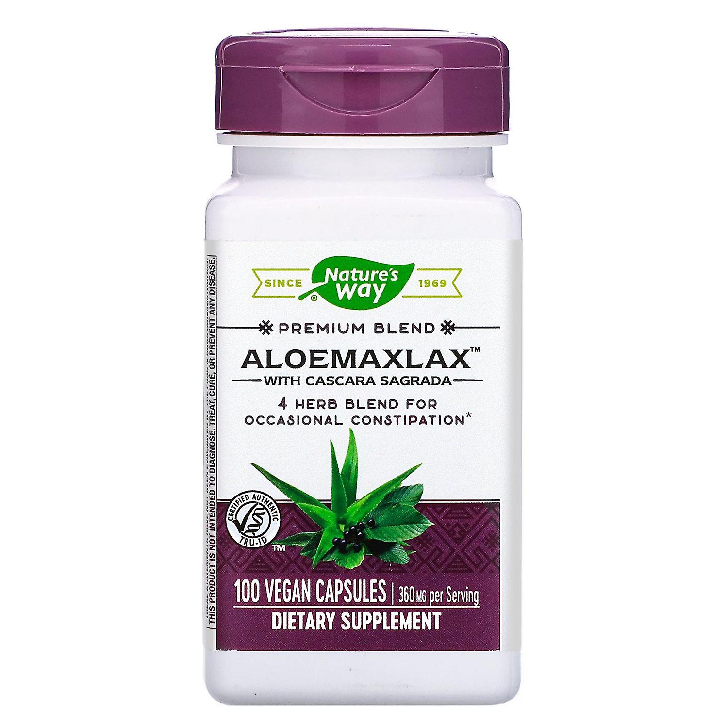 Nature's Way, AloeMaxLax with Cascara Sagrada, 360 mg, 100 Vegan Capsules