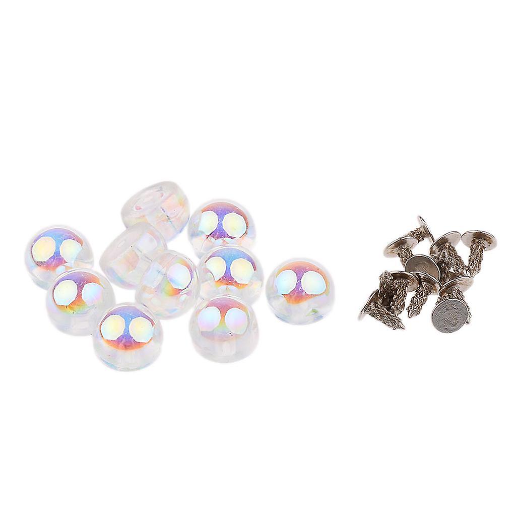 10 Sets Pearl Beads Rivet Studs Decorative Buttons  8mm