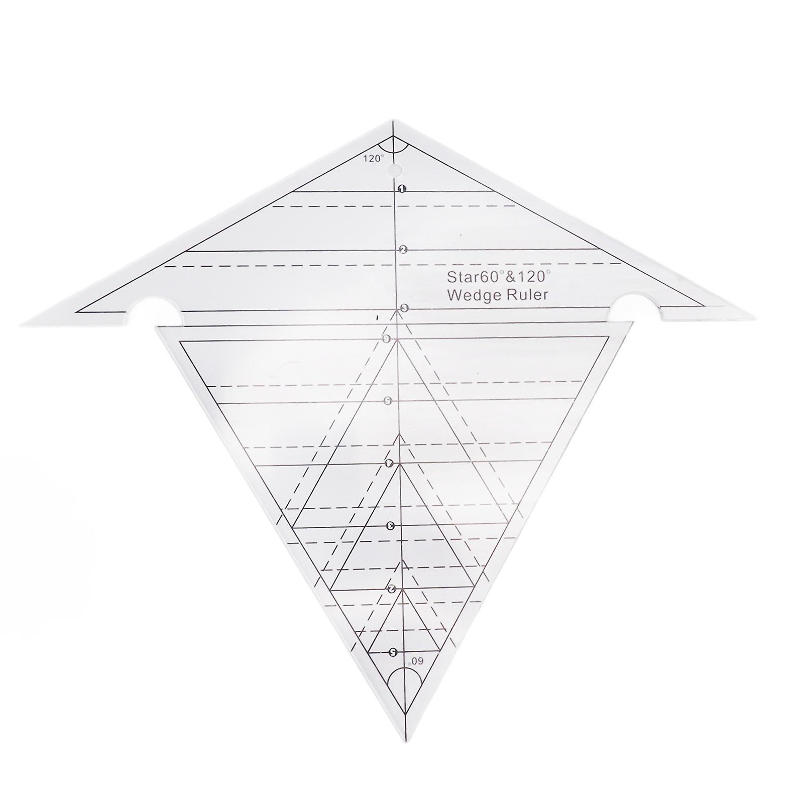 Sewing Wedge Ruler 60 Degree and 120 Degree Acrylic Transparent Precise Scale Reusable Quilting Ruler for DIY Design