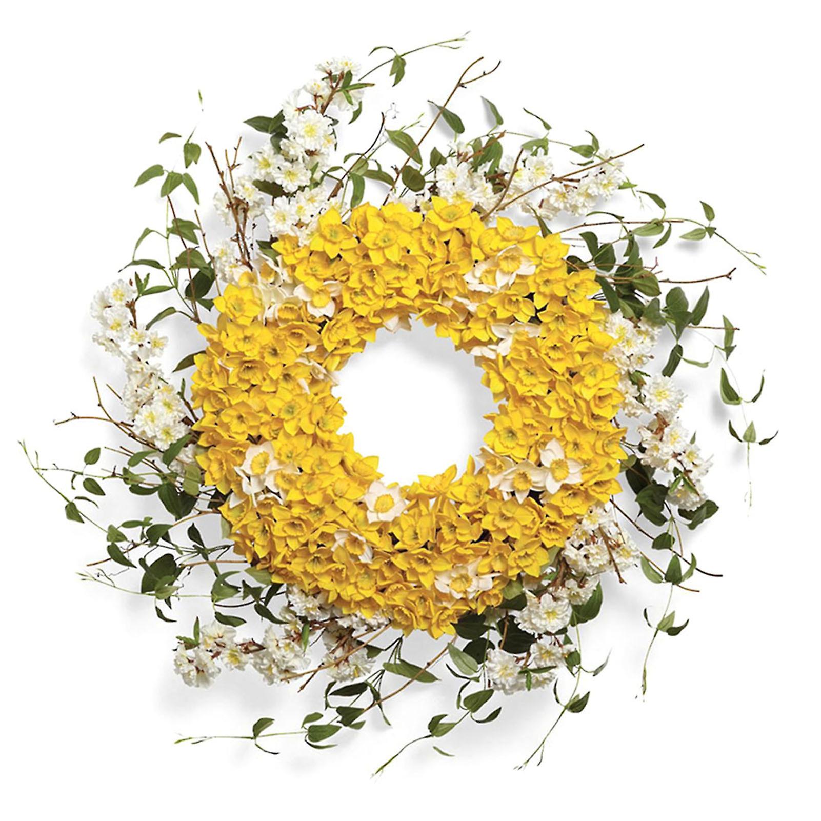Artificial Spring Daffodil Lane Wreath Door Hanging Wreath Decoration