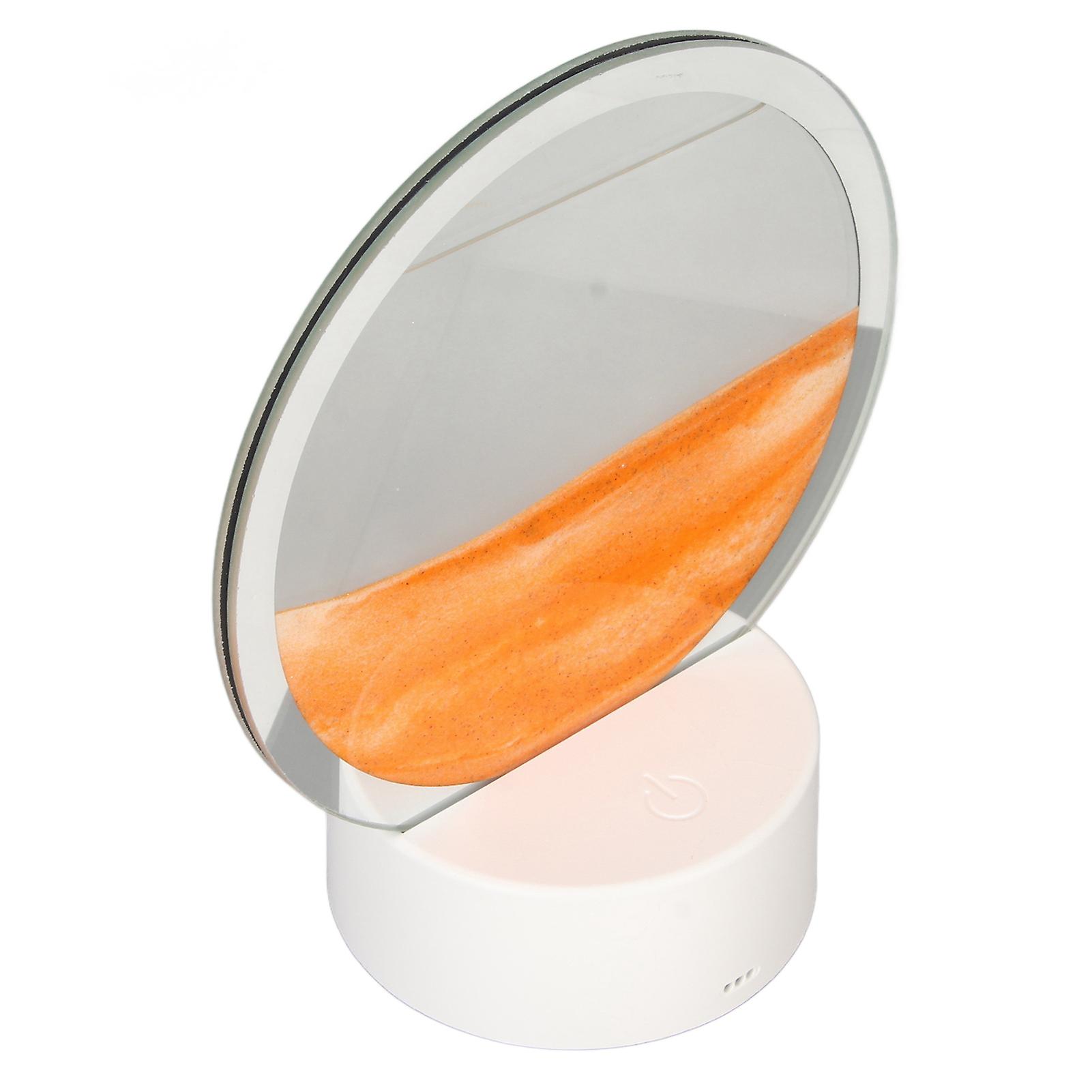 Moving Sand Art Round Frame 3D Transparent Glass Battery USB Powered Lights Dynamic Sand Picture for Family Office Cafe Yellow 