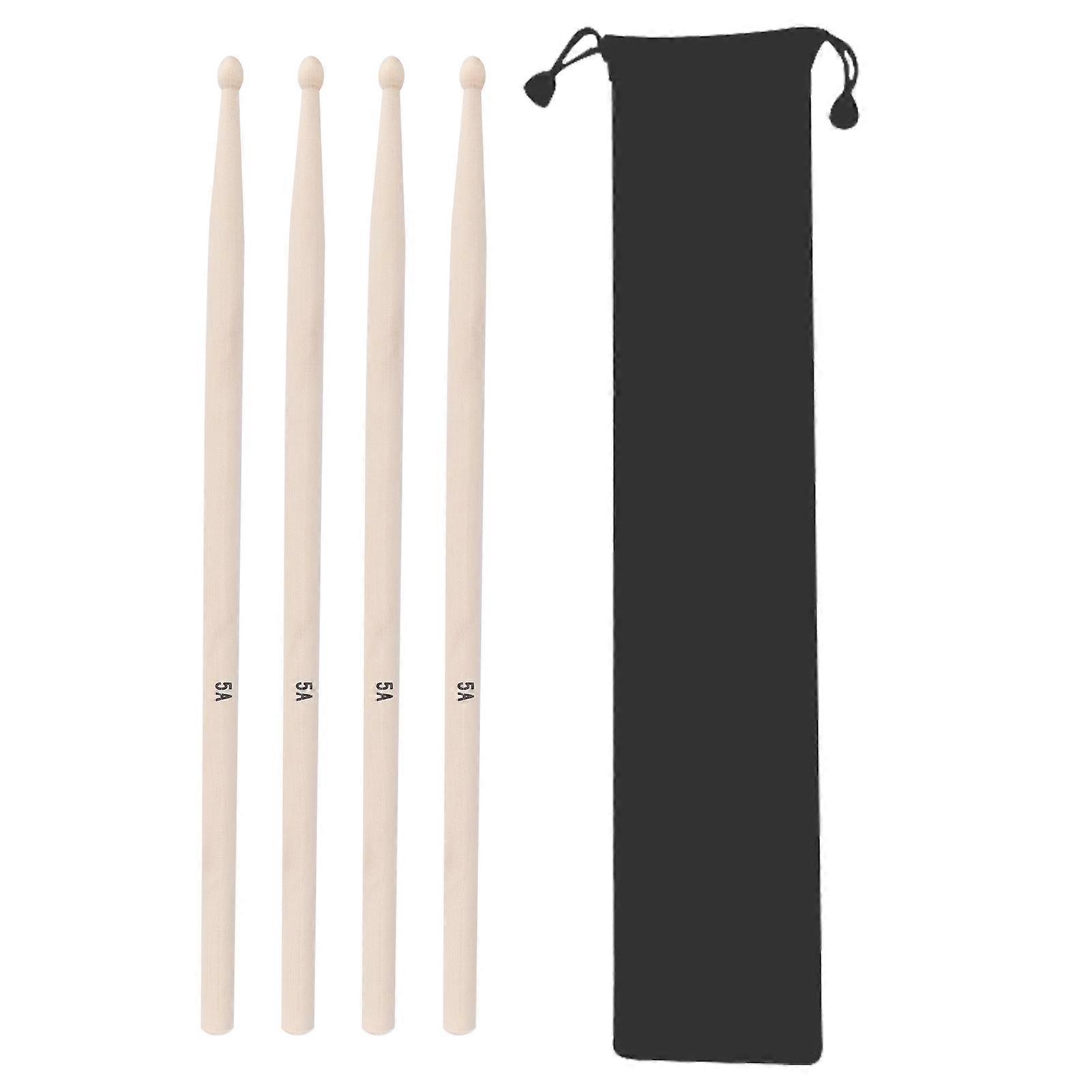 2 Pairs 5A Maple Drum Sticks with Storage Bag for Jazz Music M02769