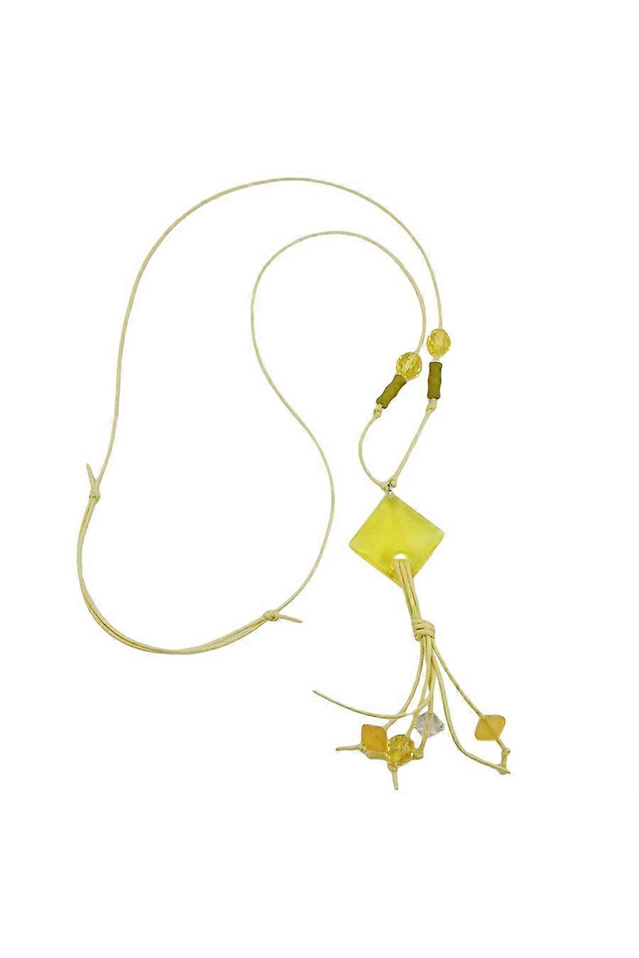 Necklace Square Beads Yellow - Gl02769