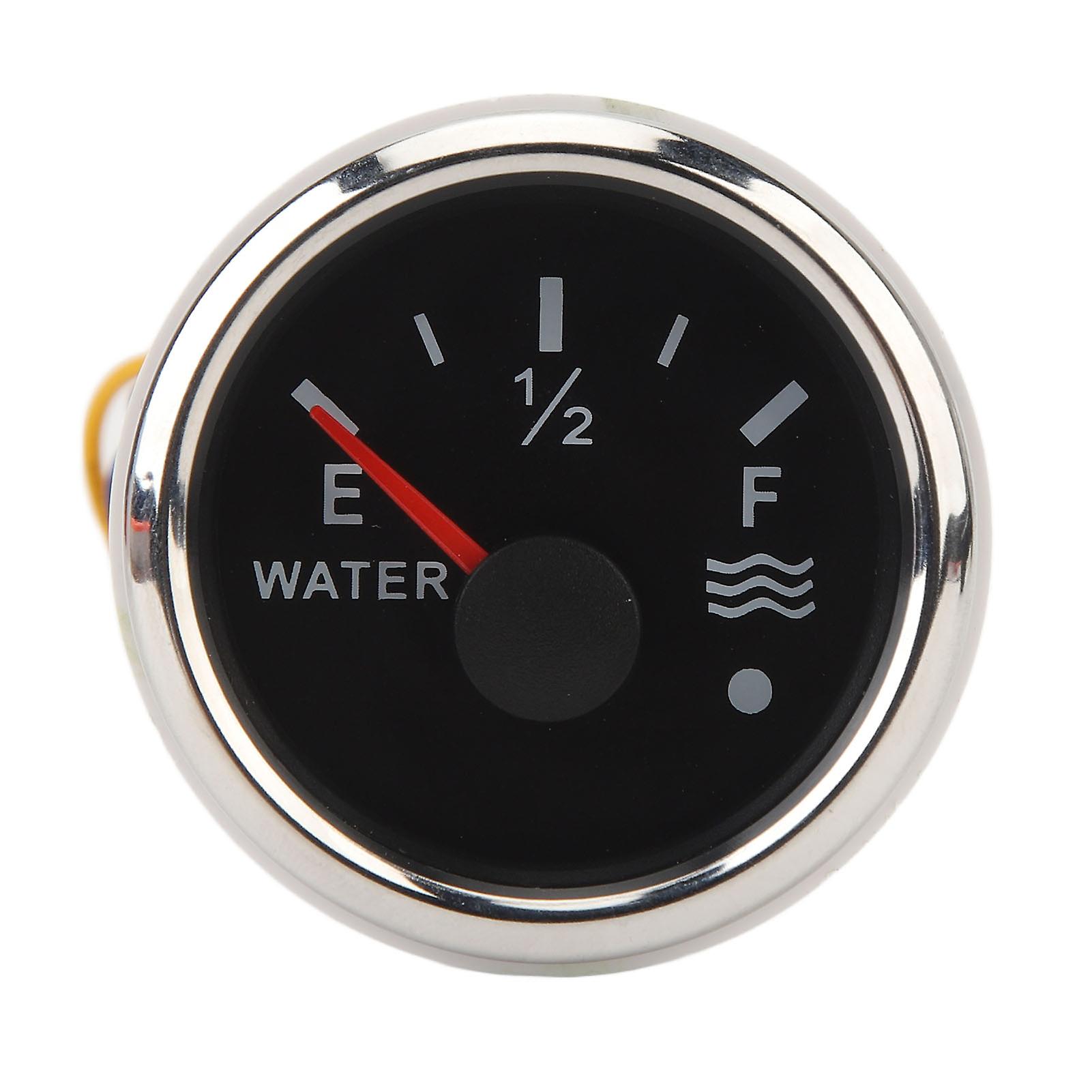 Jauge de niveau d'eau 52 mm, rétroéclairage coloré, 240 à 33 ohms, pour camping-car, yacht, bateau, DC9 à 32 V, cadran noir avec couvercle argenté