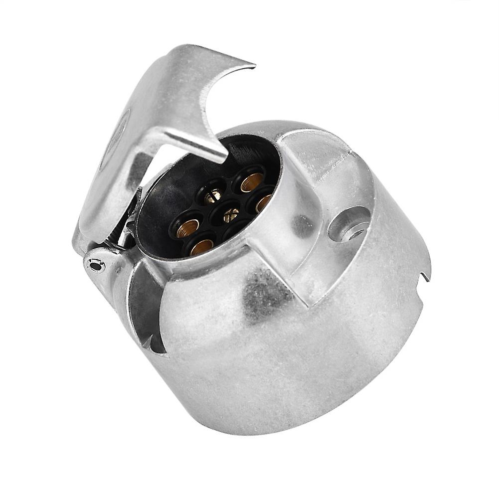 12V 7Pin Trailer Plug Socket Adapter Silver Aluminum Connector