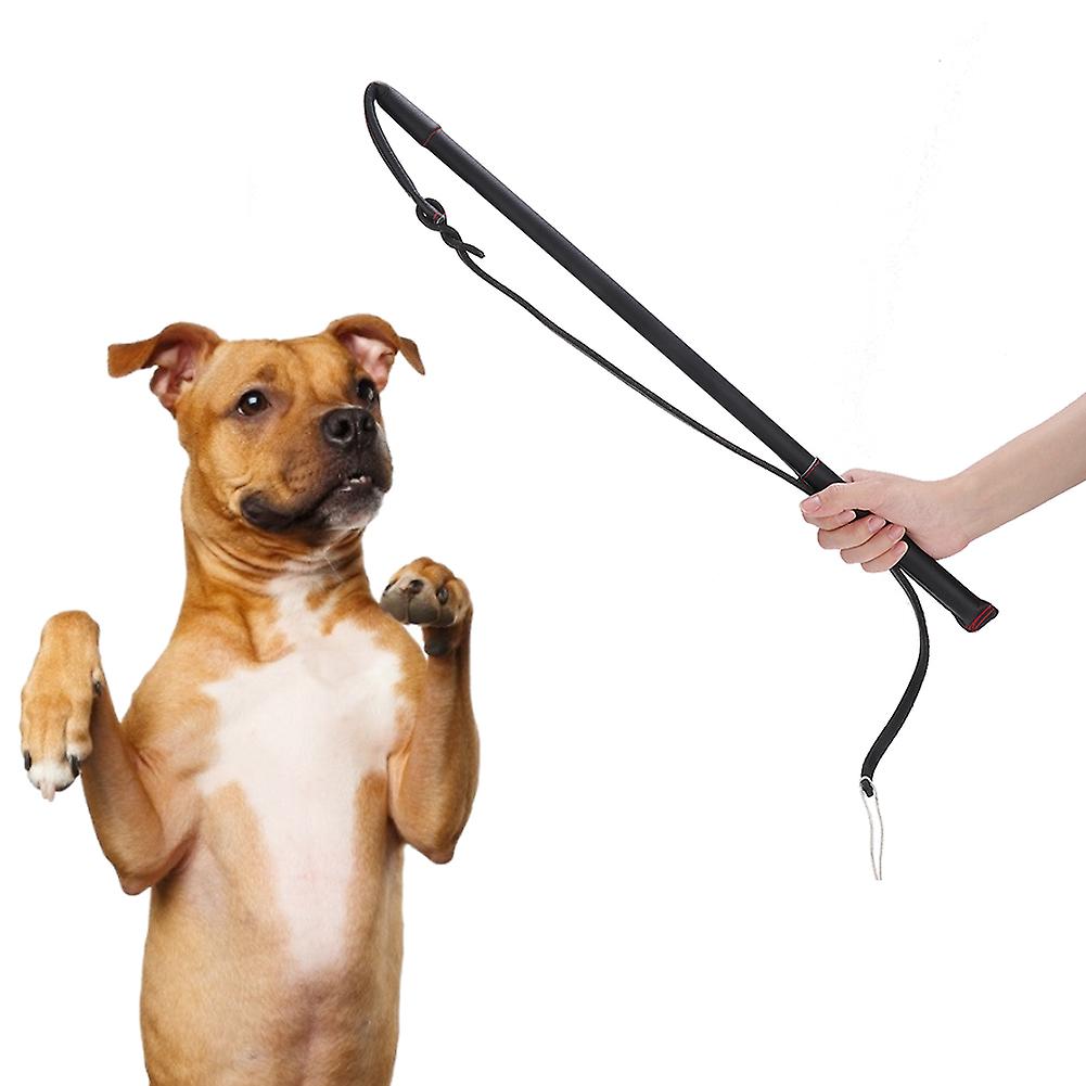 Artificial Cowhide Dog Whip with Handle 53cm Black for Training