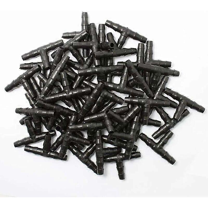 100 pieces Connectors Tee Drip Irrigation Joint, Tee Drip Irrigation Joint, Universal 1/4" T-Fitting