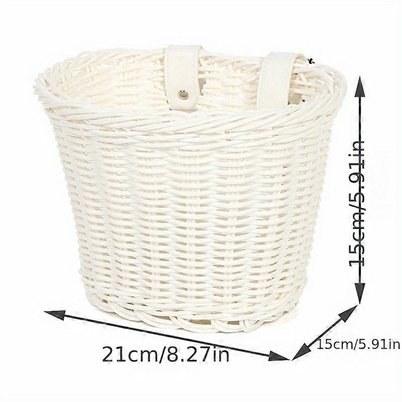 Imitation Rattan Woven Bicycle Basket, The Front Car Bicycle Basket Installed Hand-Woven Bicycle Basket Picnic Basket Suitable For Outdoor Riding Picn