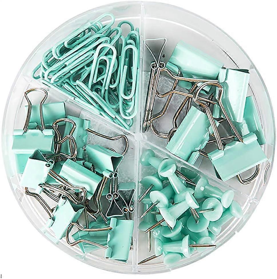 Paper Clips and Binder Clips Push Pins Set and Holder, Non-Skid Map Tacks Thumbtacks Clips Kits with Container for Office School Home Desk Supplies