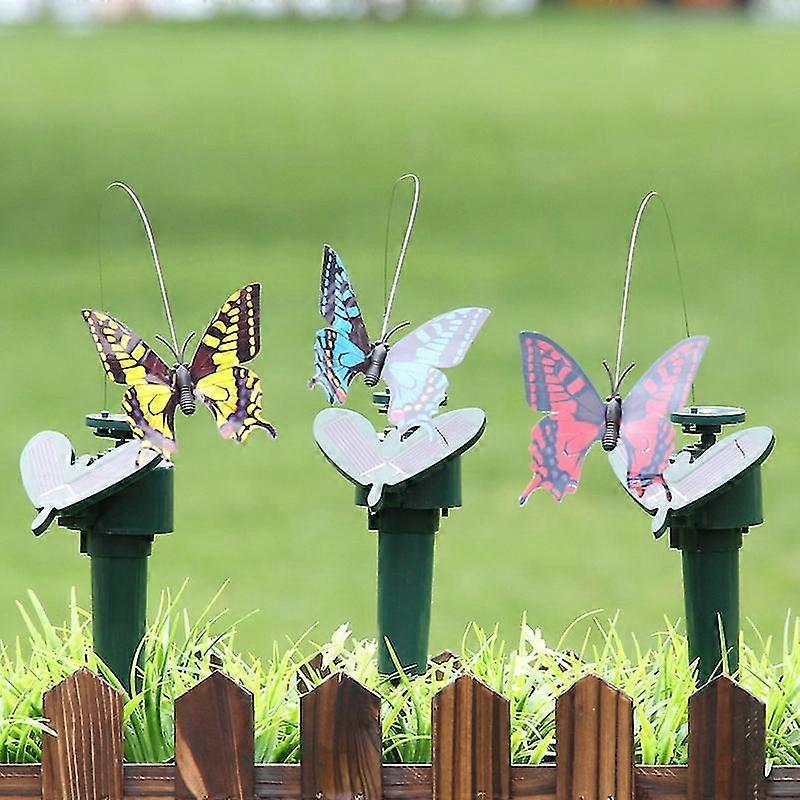 3 Pcs Solar/battery Powered Flying Fluttering Butterflies Hummingbird For Garden Yard(random Color)