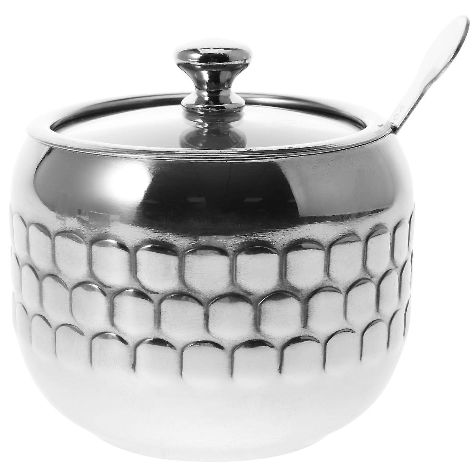 Stainless Steel Seasoning Jar with Lid and Spoon Reusable Spice Jar Salt Container