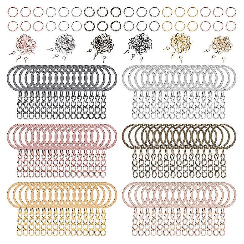 450Pieces Keychains Kit Key Chain Rings Jump Rings for DIY Keychain Crafting