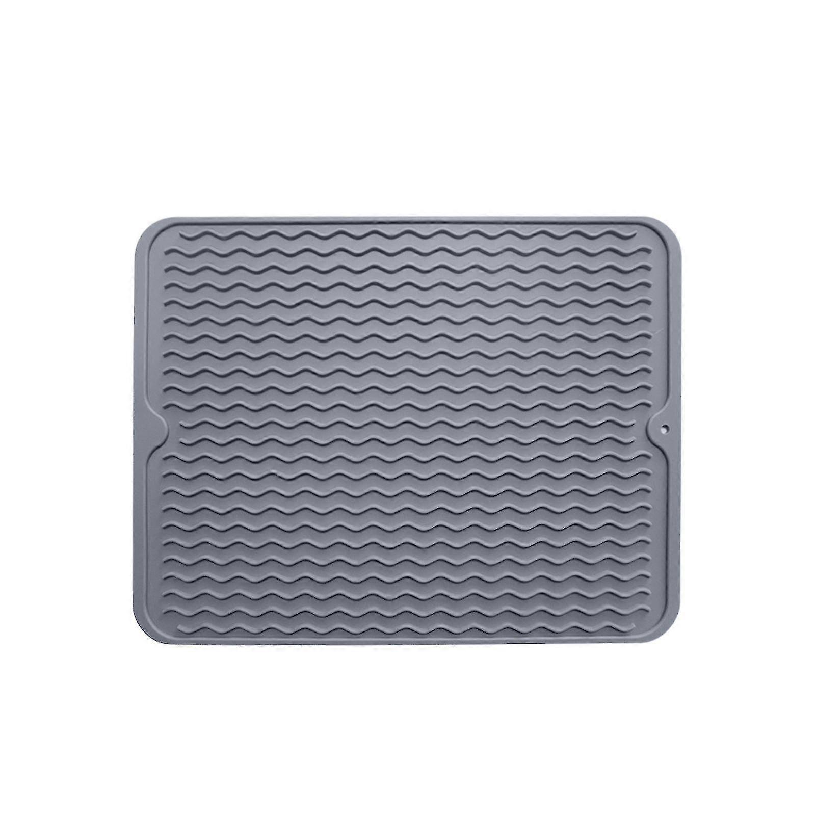 Universal Reusable Dish Drying Mat For Kitchen Counter Convenient Anti Slip Grey
