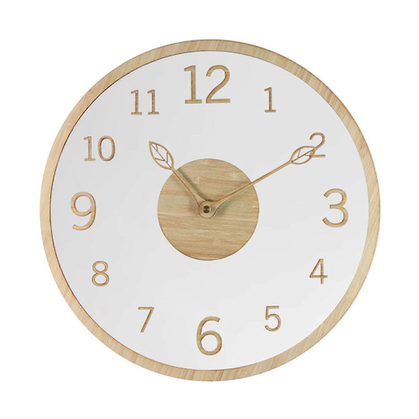 Modern Wall Clock Silent Wooden Wall Hanging Clock For Office Home Classroom Log Color