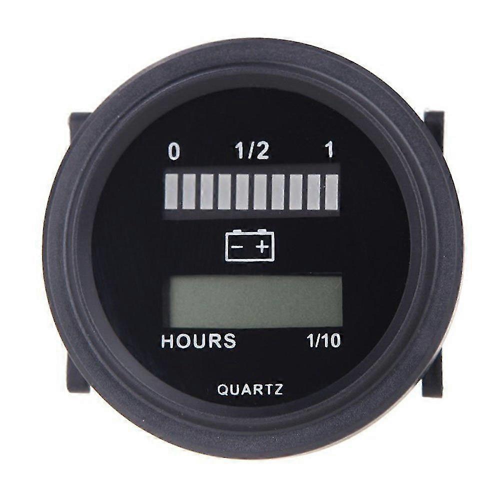 12v/24v/36v/48v/72v Led Digital Battery Status Charge Indicator With Hour Meter Gauge Black