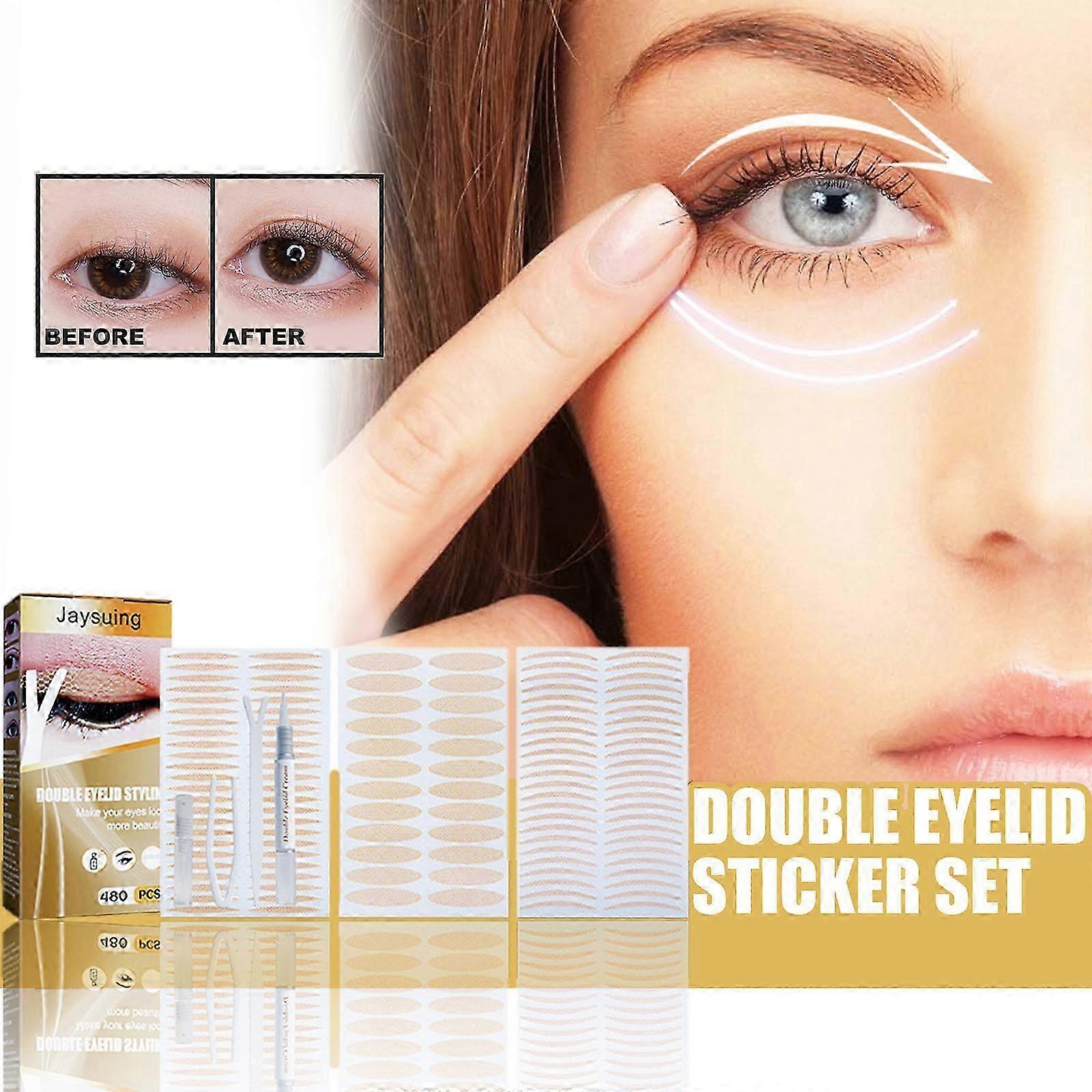 Eyelid Tape,480pcs Invisible Waterproof Eyelid Lifter Strips For Hooded, Droopy, Uneven, Single Eyelids