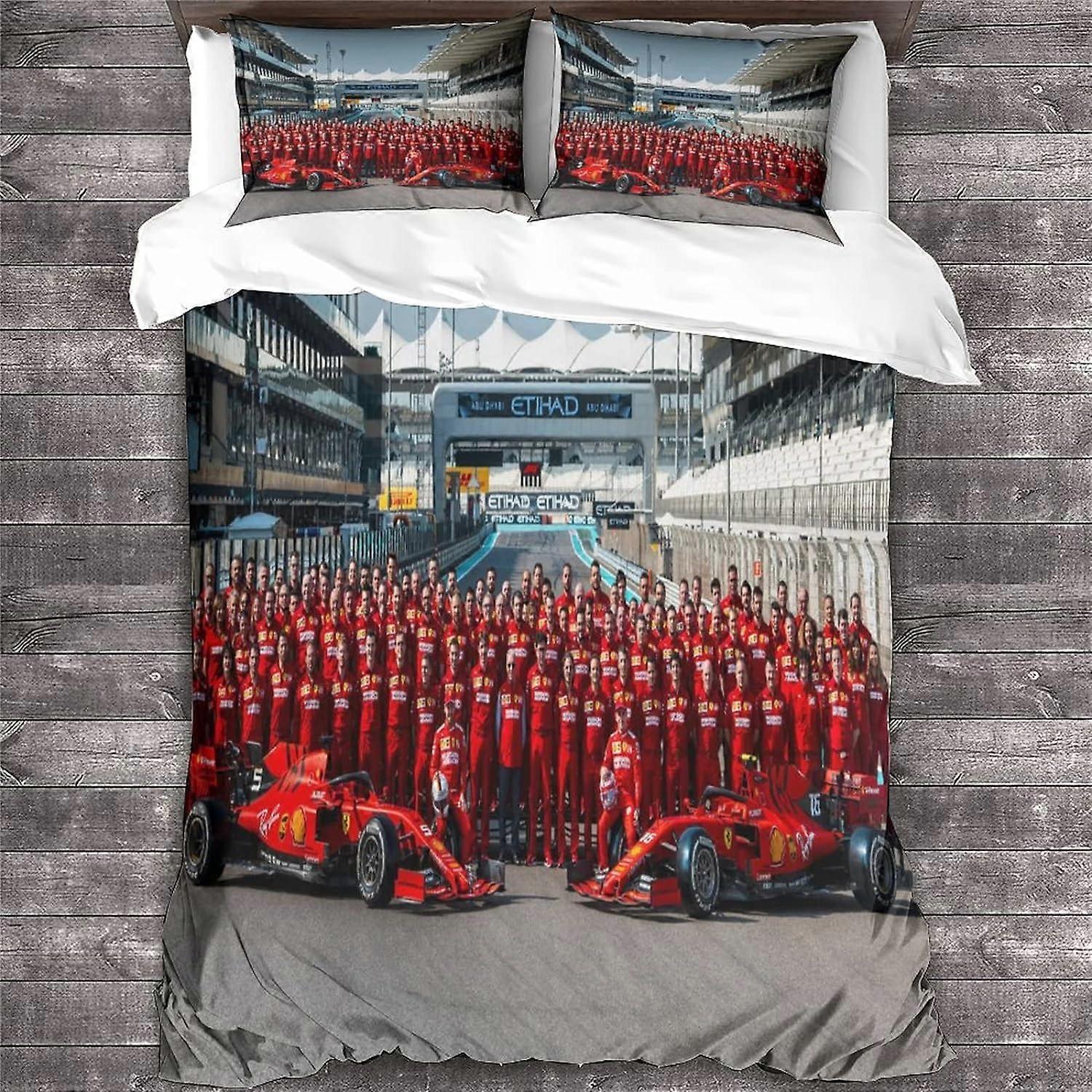 F Beddengoed Set met dekbedovertrek en kussensloop, microvezel, Formula Course D digitale print, dubbel 135 * 200 cm