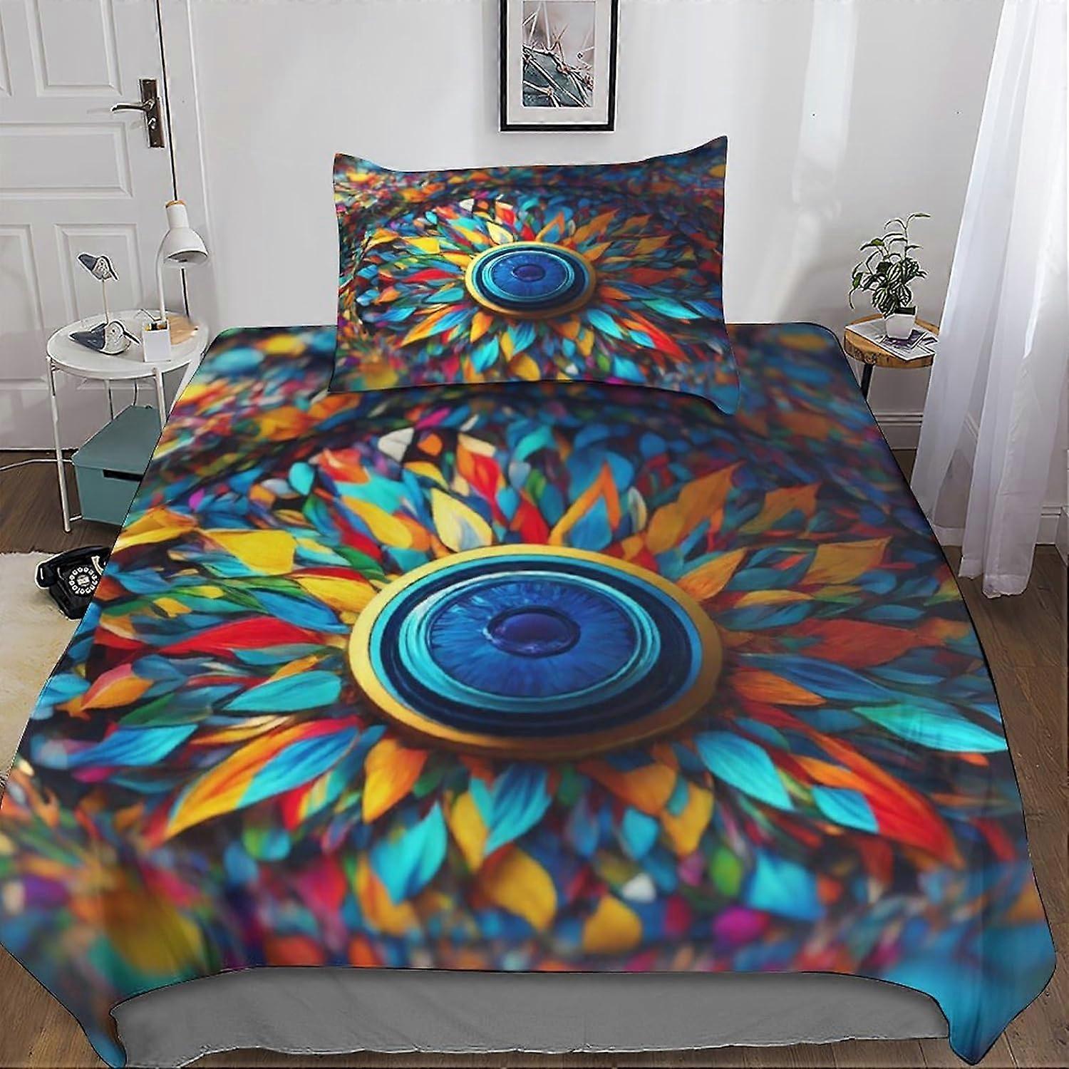 Oljemaleri dynetrekk, kunst sengetøy sett barnas junior dynetrekk + putevar sett - fuktresistent, hypoallergen enkeltstykker 135 * 200 cm