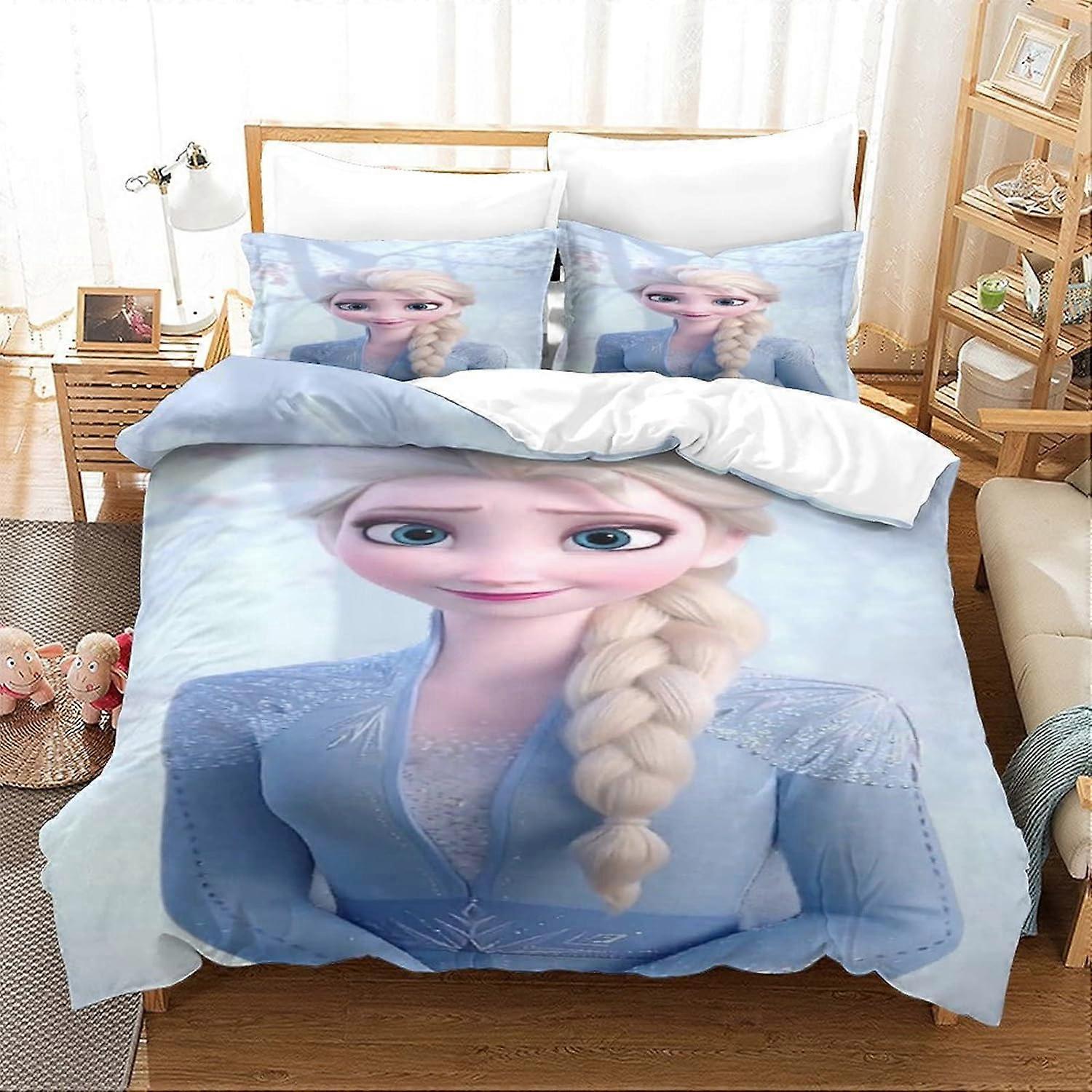 Frozen Duvet Cover Sets Bedding Set with Zipper Closure for Kids Teens Pieces Skin-friendly Quilt Cover DE