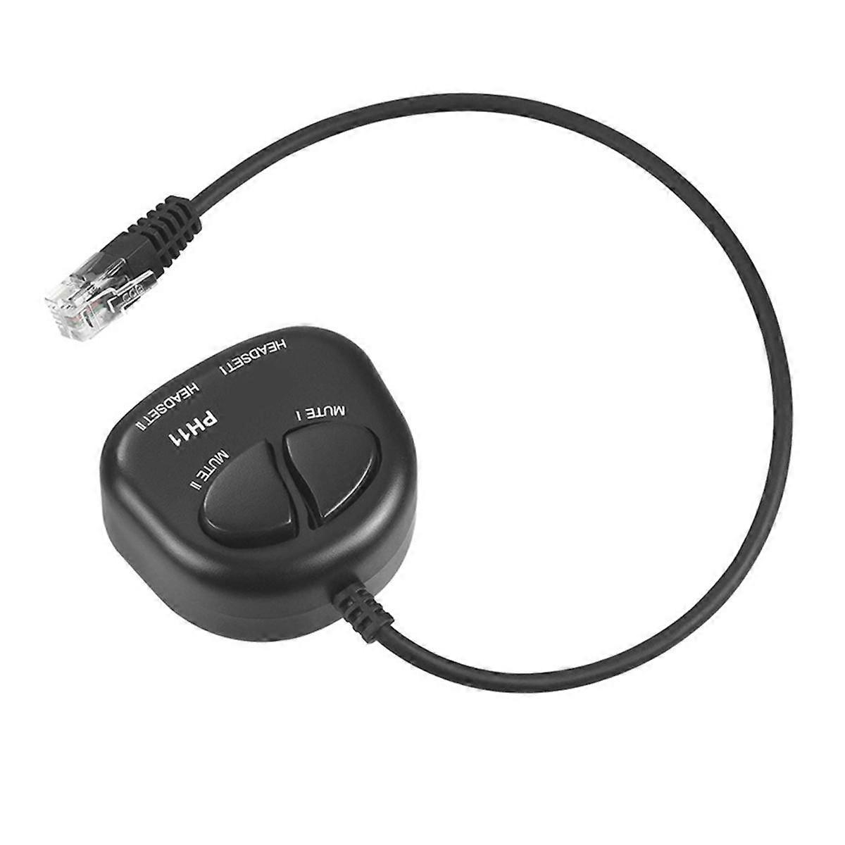 TWO Mute Switch Training Adapter Dual RJ9 Sockets to RJ9 Headset Male Plug for Call Center Headset
