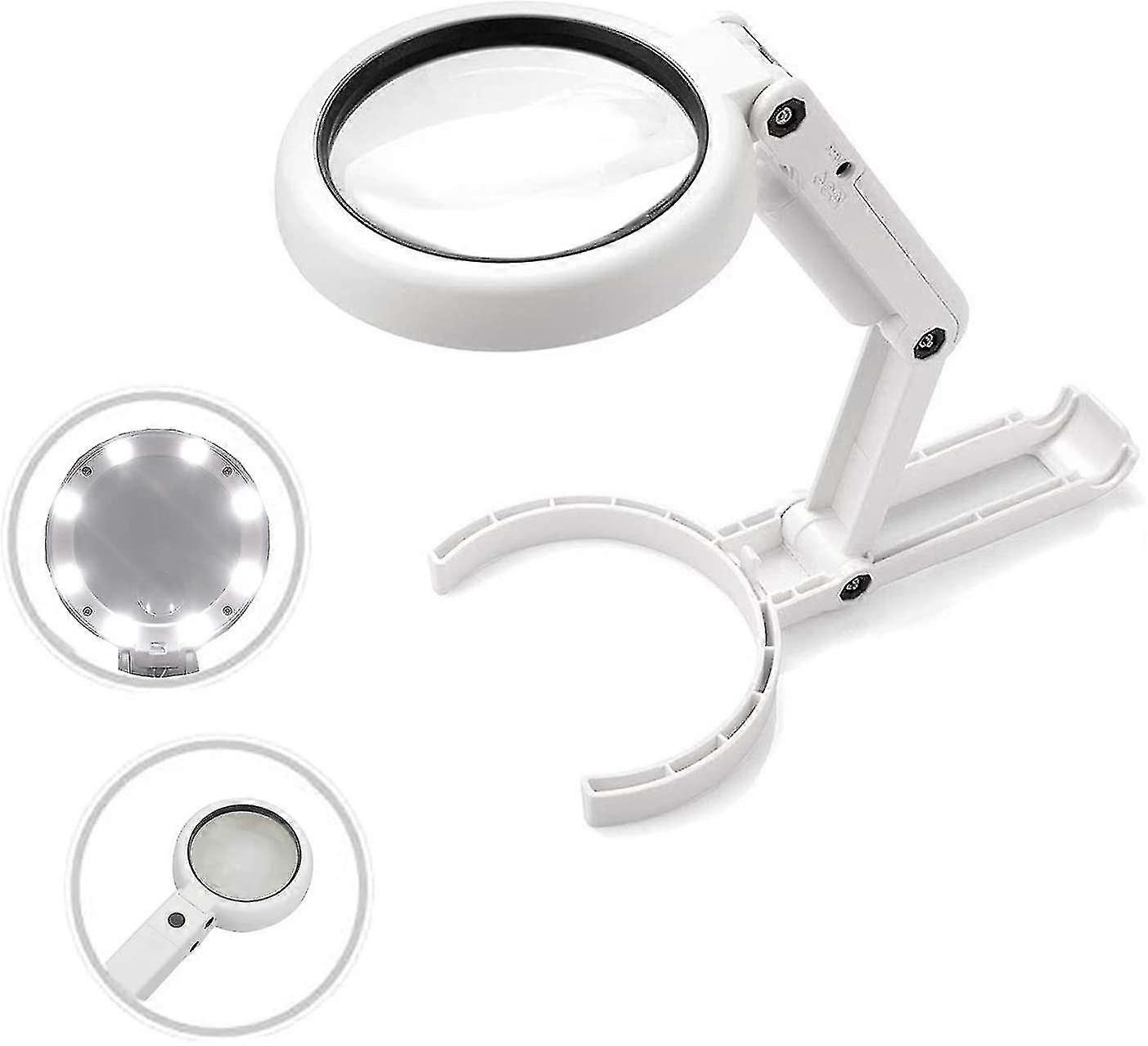 2-in-1 Magnifying Glass With 8 Led Light, 5x 11x , For Reading Seniors