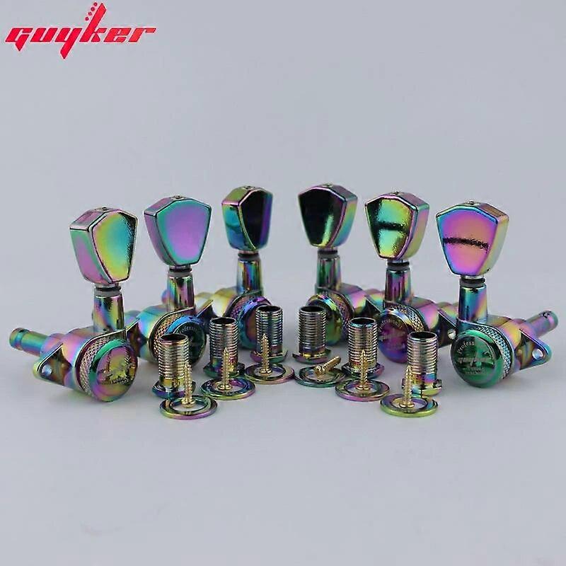 1 Set Tuners Guitar Models Rear Lock String Electric Guitar Machine Heads Trapezium Button Chameleon Rainbow