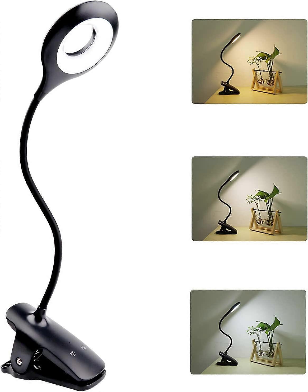 Rechargeable Cordless LED Desk Lamp, 3 Colors and 3 Dimmable, Touch Bedside Lamp for Kids with Clip, Portable Clip-on Reading Lamp for Book in Bed, Bl