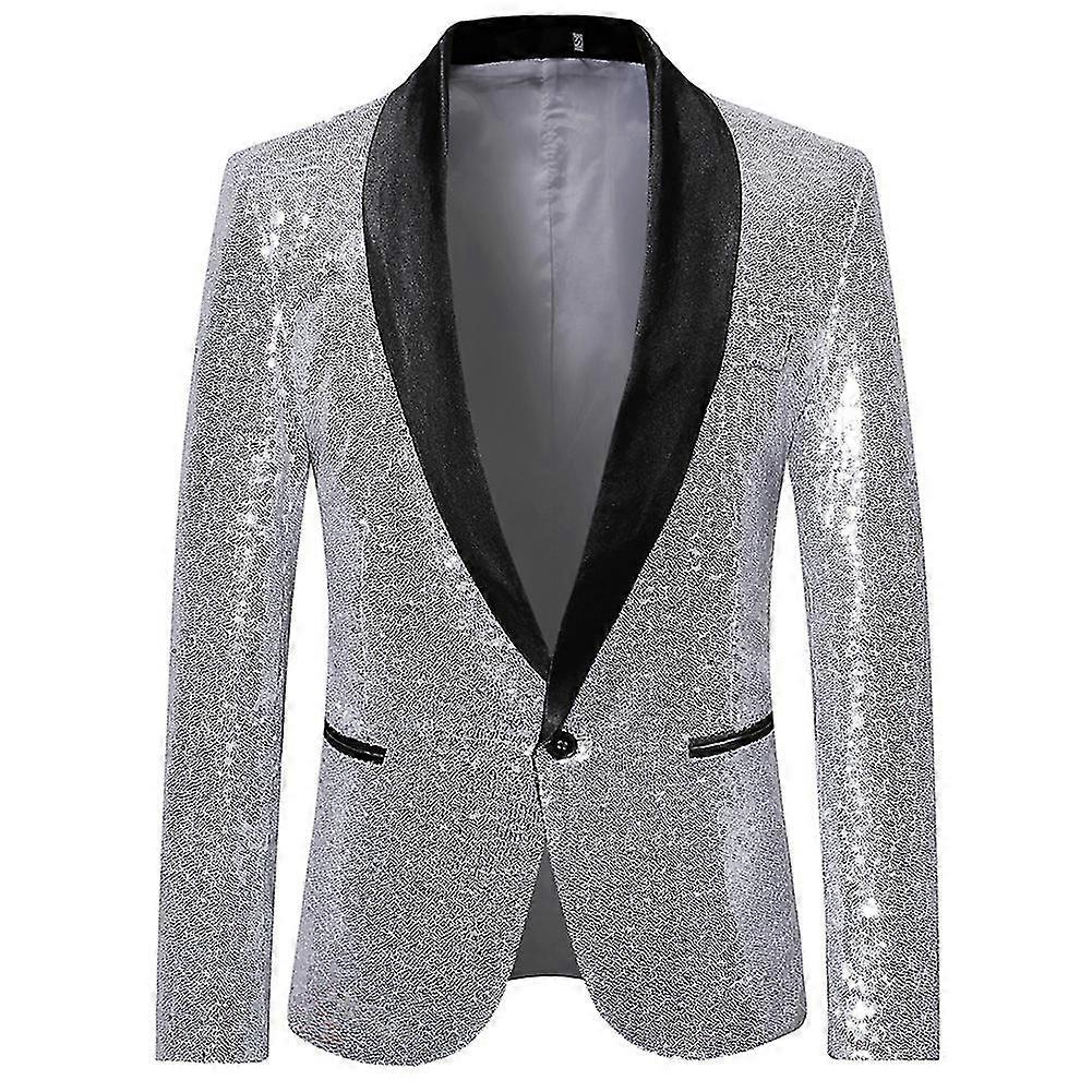 Moda męska Sequin Casual Blazer Wediing Celebration Suit Jacket