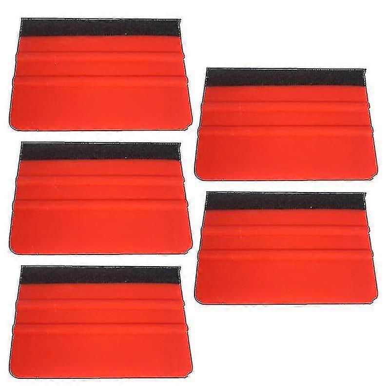 5pcs Plastic Felt Squeegee Auto Car Window Film Decal Scraper Applying Tool (red)