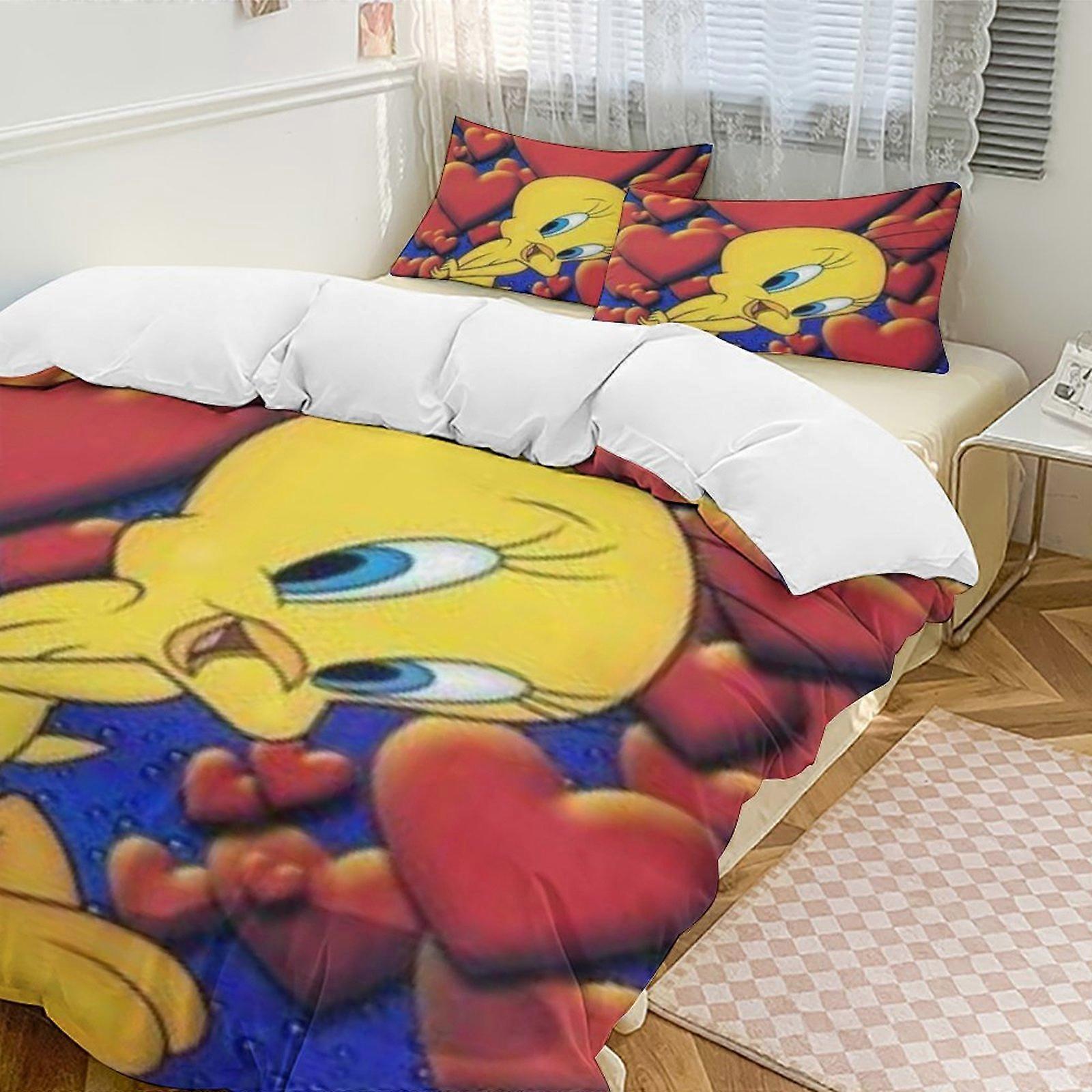 c612 TweetyBird 2 Capa de Edredom de Cama Conjuntos de Cama de Microfibra Conjuntos de Edredom Leve de 3 Peças, 1 Capa de Edredom e 2 Fronhas para Crianças ee612