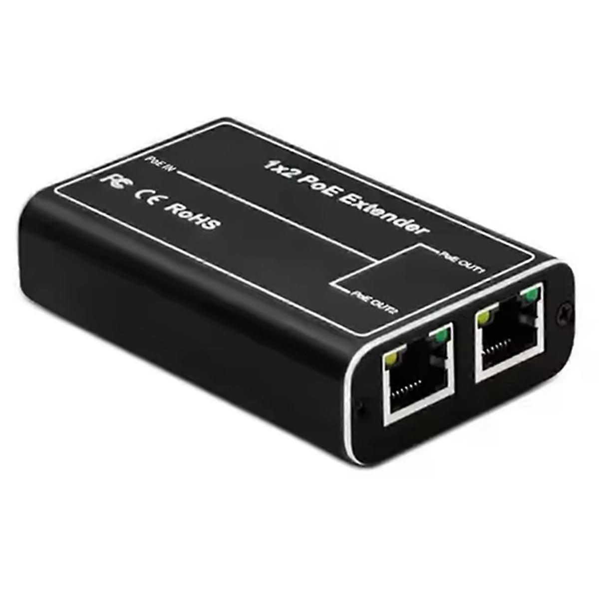 2 Port POE Extender, IEEE 802.3af/At PoE+ Standard, 10/100Mbps, POE Repeater 100 Meters(328 Ft), Extender PoE Input: 30W