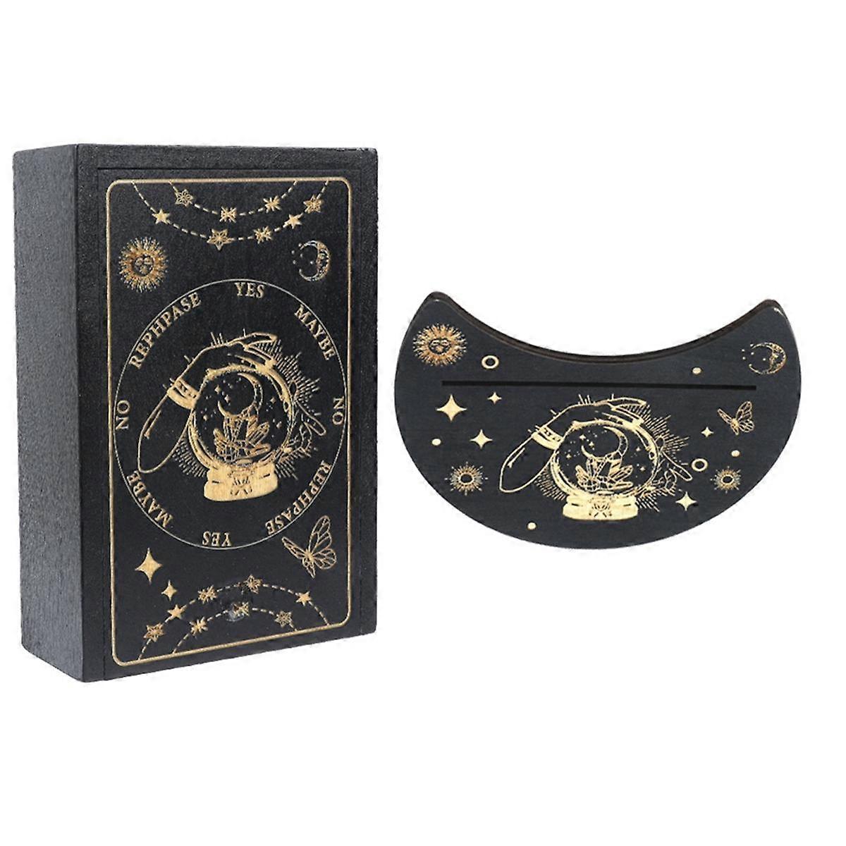 Wooden Tarot Card Case and Stand Holder, Tarot Card Box Fortune Telling Trinket Keepsake Box,Displa