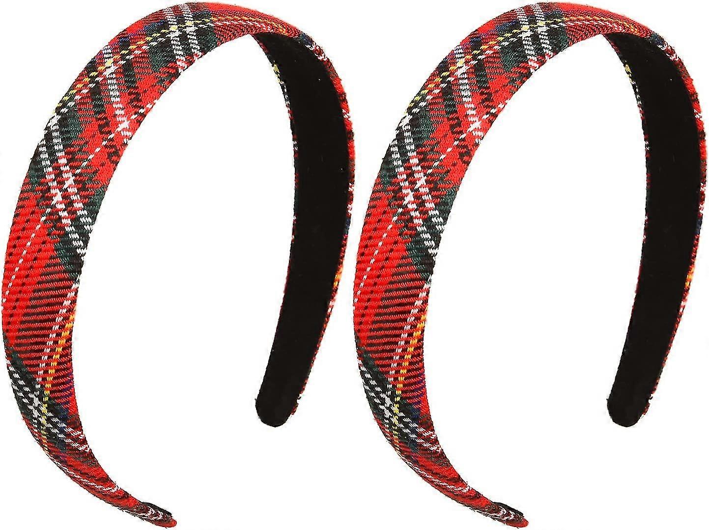 2 Pack Tartan Headband Alice Hair Band Women Girls Accessories